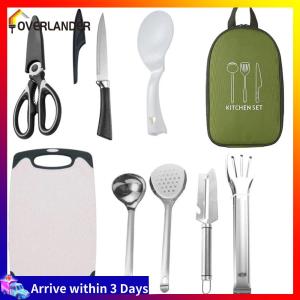 8 Pcs Camping Cookware Utensils Travel Set Stainless Steel Camping Cooking Utensils Set Camping Kitchen Set for Backpacking Outdoor Camping