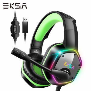 EKSA E1000 Gaming Headphones For PC/PS4/PS5 7.1 Surround RGB Gaming Headset Gamer USB Wired Headphones with Noise Cancelling Mic