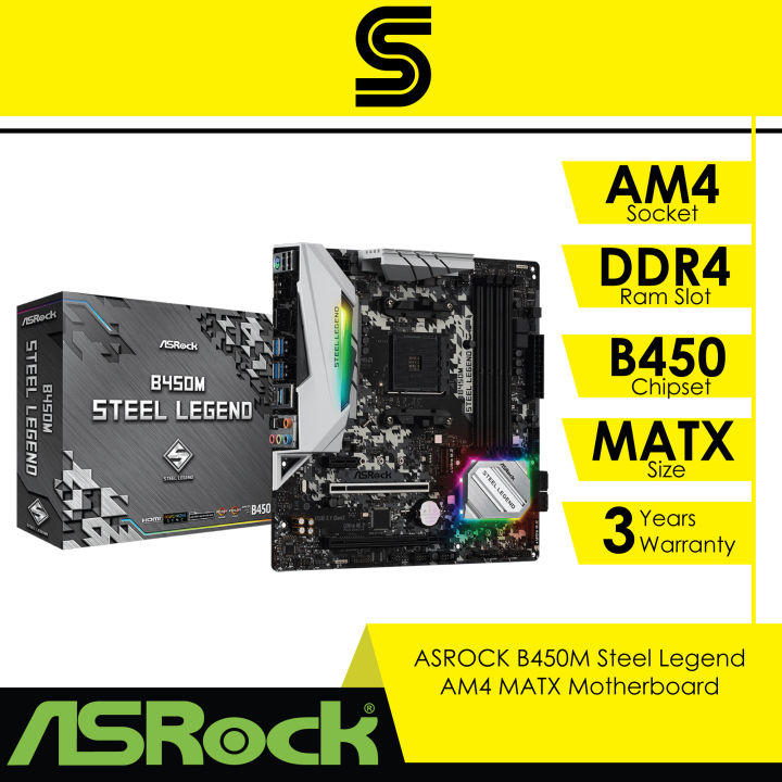 ASROCK B450M Steel Legend AM4 MATX Motherboard Bundle with AMD