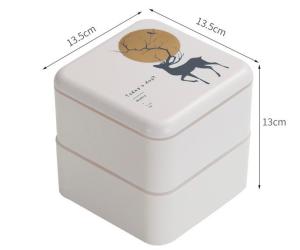 (InsHome) Double-Layer Lunch Box 1400ml With Dinnerware Set Camping Picnic Food Fruit Bento High Quality Microwave Safe Storage Box Bekas Makanan Birthday Present Christmas Gift Set Hadiah Harijadi 北欧风双层午餐饭盒 大容量微波便当(IHLBX001)