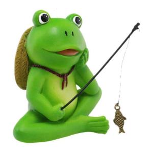 Resin Fishing Frogs Figurines Frogs Statue Garden Decors Landscape Decors Animal Figurines Sculpture Table Centrepieces