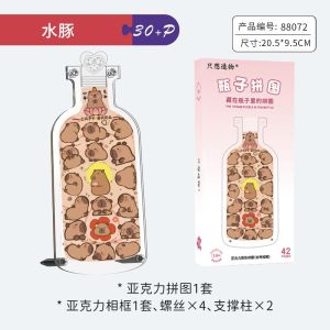 Acrylic Puzzle Kuromi Cinnamoroll Bottle Model Puzzle DIY Cartoon Hello Kitty Sanrio Transparent Puzzle For Kids
