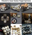 Pure Brass Fidget Spinner Gears Linkage Fidget Gyro Toy Metal DIY Hand Spinner Spins Long Time EDC Focus Meditation Break Bad Habits ADHD with Multiple Premium Bearings (13 Bearings Black). 