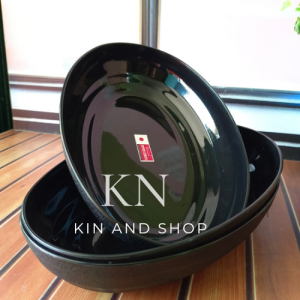 6 PCS Mangkuk RAMEN OVAL PLASTIK ULIR HITAM DOP 7 INCH