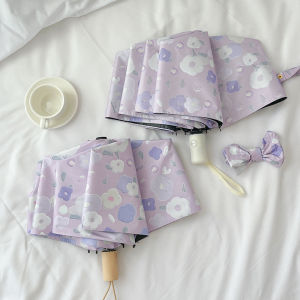 easyhouse ร่ม กันแดด ร่มกันฝน ลายดอกไม้มินิมอล ร่มพับ 3ตอน แข็งแรง หนา ร่มกันUV