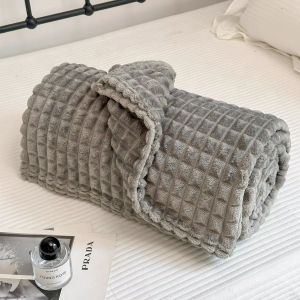 Plaid Faux Rabbit Blanket Warm Soft Nap Blanket Double Cute Bedroom Car Portable Home Light Luxury Single LZD