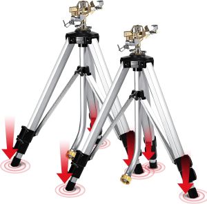 YAMATIC Impact Sprinkler on Tripod Base 360 Degree Large Area Heavy Duty Adjustable Pulsator Sprinkler for Lawn Yard and Grass Spray up to 20-90ft(36inch) Brass Head