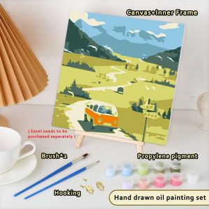 20x20cm Child Painting Paint by Numbers Scenery Oil paint with frame Decorative hanging picture 装饰画