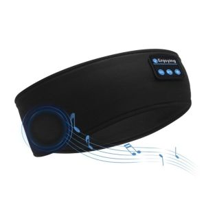 JUTBONG Soft Bluetooth Headphones Headband Built In Volume Control Elastic Wireless Earphones Headband Active Noise Cancellation Sleeping Headphones Music Eye Headphones