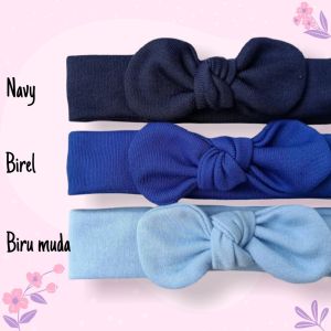1 Set 3 Pcs Bando Kupu Bayi dan anak [Navy Biru Muda Birel]
