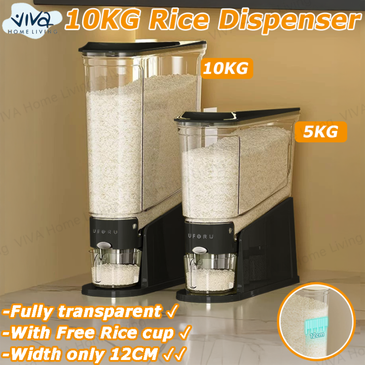 10KG Rice Dispenser Black barrel insect-proof moisture-proof sealed ...