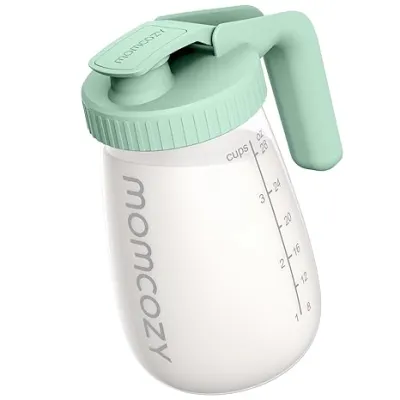 Original Momcozy Breast Milk Pitcher Resistant to Heat and Cold Abrupt Temp Swings No Leak Glass Breast Milk Fridge Storage Container with Wide Mouth Fast Baby Formula Maker