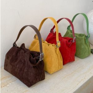 Shoulder Bag Suede Pleated Cloud Bag Handbag Candy Color Slouchy Hobo Bags Korean Style Large Capacity Solid Color Tote Bag2026