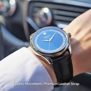 Shop Ayan Classic Luxury Men’s Quartz Watch with Blue Dial  Premium Leather Strap Business Wristwatch  Slim Elegant Design  Daily Water Resistant  Perfect for Office Formal Wear & Gift