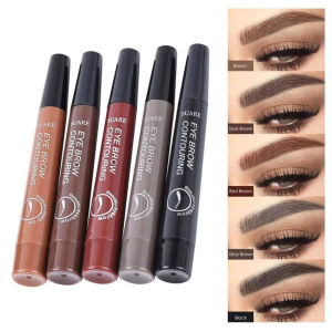 10PCS Natural Liquid Brow Pen Eyebrow Tint Tattoo Pen 4 Fork Tip Waterproof Eyebrow Pencil Long Lasting Makeup