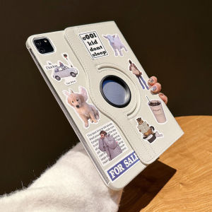 CrashStar 360° Rotatable Stand Flip Leather Tablet Case With Fashion Sticker For Samsung Galaxy Tab A7 Lite A8 A9 A9+ S6 Lite S7 S8 S9 S10 + Plus S9 FE+ S7 FE 8.7 10.4 10.5 10.9 11 12.4 inch Samsung Pad Cover Tab Casing Shell With Foldable Holder