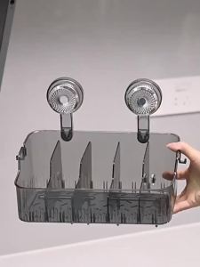 LILI Bathroom Suction Cup Wall Mounted Rack No Drill Transparent Storage Shelf Kitchen Organizer