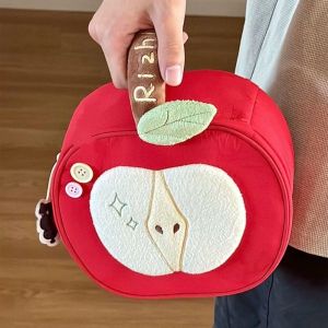 BEAUTYLADIES Velvet Fruit Makeup Bag Portable Red Storage Bag Wash Pouch Multifunctional Travel Cosmetic Bag Data Cable Storage