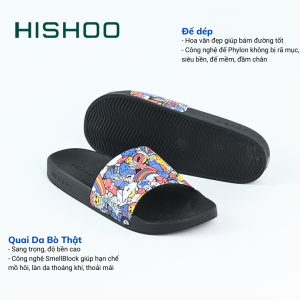 Dép quai ngang slipper Monster Wonderland cao cấp nam nữ  HISHOO siêu nhẹ da Bò lộn thời trang size 36 - 45 U112