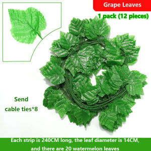 2.4m artificial grape leaf watermelon leaf silk rose ivy flower vine artificial flower family wedding garden decoration green wreath hanging vine wall decoration