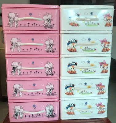 Tủ nhựa mini 3-4-5 tầng màu hồng