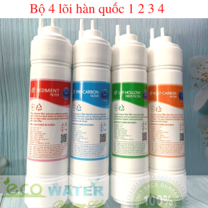 [ Xả hàng cuối năm] Bộ 4 lõi lọc nước Hàn Quốc 1 2 3 4 - Tặng kèm 1m dây phi 6 - Ecohq0025