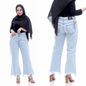 HIGHWAIST JUMBO CUTBRAY RAWIS JEANS WANITA BIG SIZE 27-42