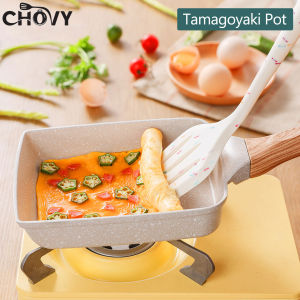 CHOVY Japanese style Non Stick Tamagoyaki Pan Multifunctional Rectangular Egg Roll Frying Pan Omelette Pan Beige Granite Stone Collection