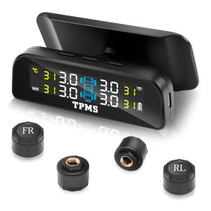 TPMS Solar Screen Data Display Tire Pressure Warning Monitoring System With 4 Sensors Temperature Alarm SmartTire Pressure Alarm