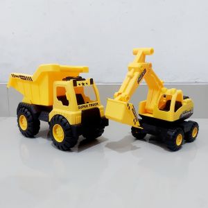 Mainan Set Dump Truck & Excavator - Miniatur Truk Beko Anak Laki Cowok