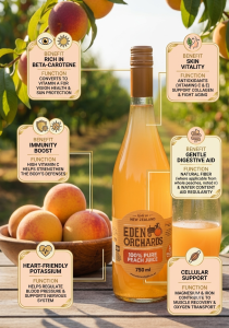 Eden Orchards 100% Pure Peach Juice No Sugar Added 750ml from New Zealand