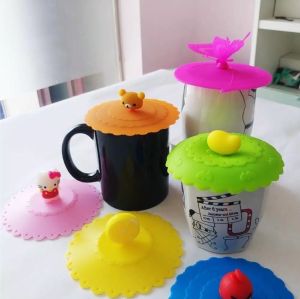 Tutup Gelas / Penutup Cangkir Silicone Motif Karakter Cantik Warna-warni Anti Debu Bahan Silikon