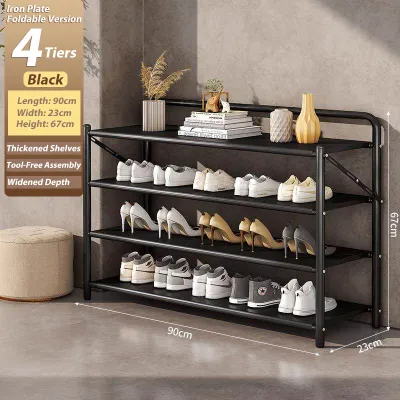 Foldable Shoe Rack No-assembly Space Saving Shoe Cabinet Dustproof Narrow Metal Home Shoe Storage Rack