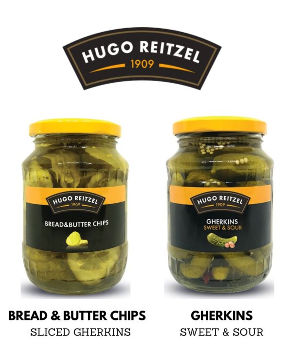 Hugo Reitzel Gherkins Sweet & Sour Bread & Butter Chips 680g Pickled