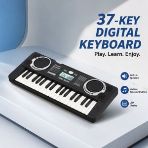 Kids Electronic Keyboard Piano 37 Keys LED Display Portable Music Toy Teaching Modes For Ages 3