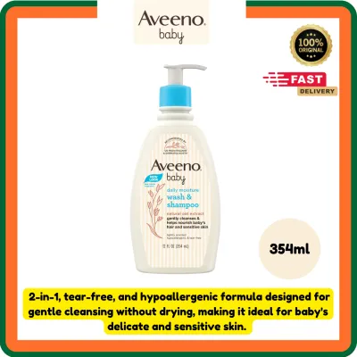 Aveeno Baby Daily Moisture Wash & Shampoo 354ml | EXP: 01/2029 | Gentle 2-in-1 Cleanser for Baby’s Sensitive Skin