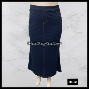 MBS Women Soft Denim Mermaid Skirt Fishtail Skirt Elastic Stretchable Fabric Plus Size M - 4XL/XXXXL