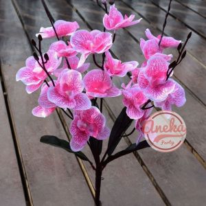 bunga anggrek orchid 5 cabang / bunga hias artificial anggrek plastik / bunga dekorasi
