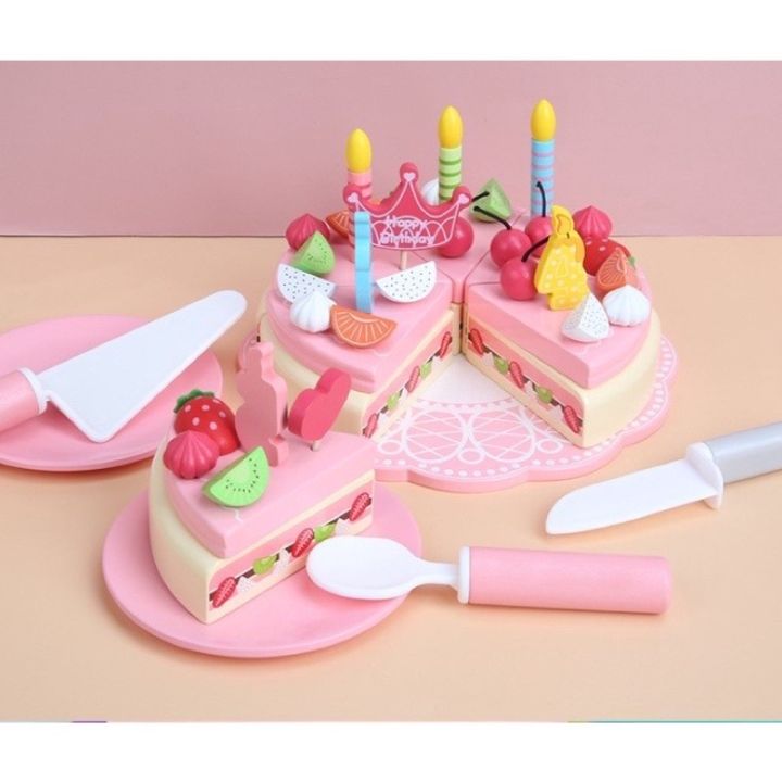 Wooden Strawberry cake Dessert Toy playset kids Gift Lazada PH