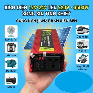 Bộ Biến Tần Kích 12V Lên 220V - 3500W Nhật Bản Inverter Sóng Sin Chuẩn – Loại Xịn Siêu Bền