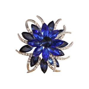 เข็มกลัดดอกไม้ชั้นที่มีความซับซ้อนประดับด้วย Rhinestones และธีมดอกไม้สำหรับแฟชั่นสำหรับผู้หญิง