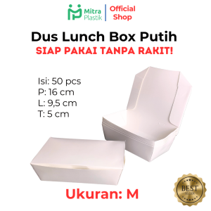 Paper Lunch Box M 50 pcs Laminasi Dus Makan Putih Ivory Medium Food Grade Forming