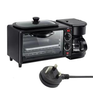 Practical Breakfast Appliance Nonstick Skillets Double Deck Oven Coffee Brewer Stainless Steel Texture 220V for Home