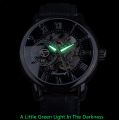 Forsining Men Watches Top Brand Luxury Mechanical Skeleton Watch Black Golden 3D Literal Design Roman Number Black Dial Clock. 
