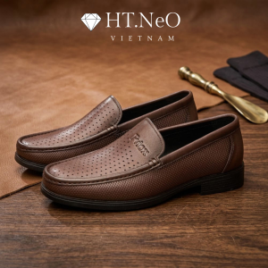 Giày Loafer - Giày Hè Nam HT.NeO Da Bò Nhập Khẩu Êm Mềm Cao Cấp  Họa Tiết Đục Lỗ Thiết Kế Basic Sang Trọng