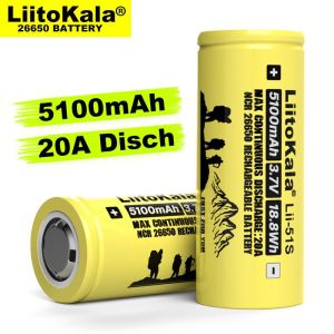 Liitokala  LII-51S 26650 3.7V  5100mAh rechargeable lithium battery High Capacity Suitable for electronic devices such as flashlights