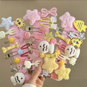 A5TG 15pcs/set Phim hoạt hình dễ thương Kẹp tóc Thanh lịch Đầy màu sắc Kẹp tóc bên hông Thời trang Ngọt ngào Kẹp mỏ vịt Phụ kiện tóc