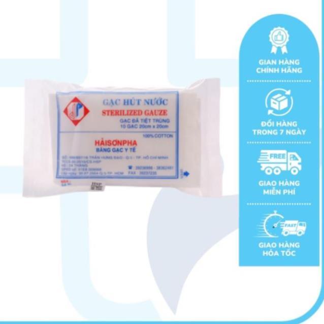 Băng Gạc y tế tiệt trùng Hải Sơn Pha thấm hút nước gói 10 miếng - Green Pharma