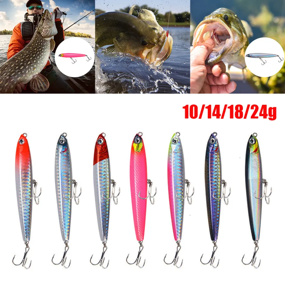 LO 【Ready Stock】 Pencil Sinking Fishing Lure 10-24g Bass Fishing Tackle  Lures Hard Bait Lifelike Minnow Lure for Freshwater Saltwater