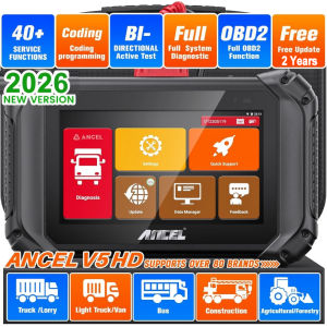 Ancel V5 HD Heavy Duty Truck Diagnostic Tools Obd2 Scanner Full System 2023 Car Scanner Diagnostic Tool Ecu Coding Bi-Directional 40+ Reset Obd2 Scanner For Truck
